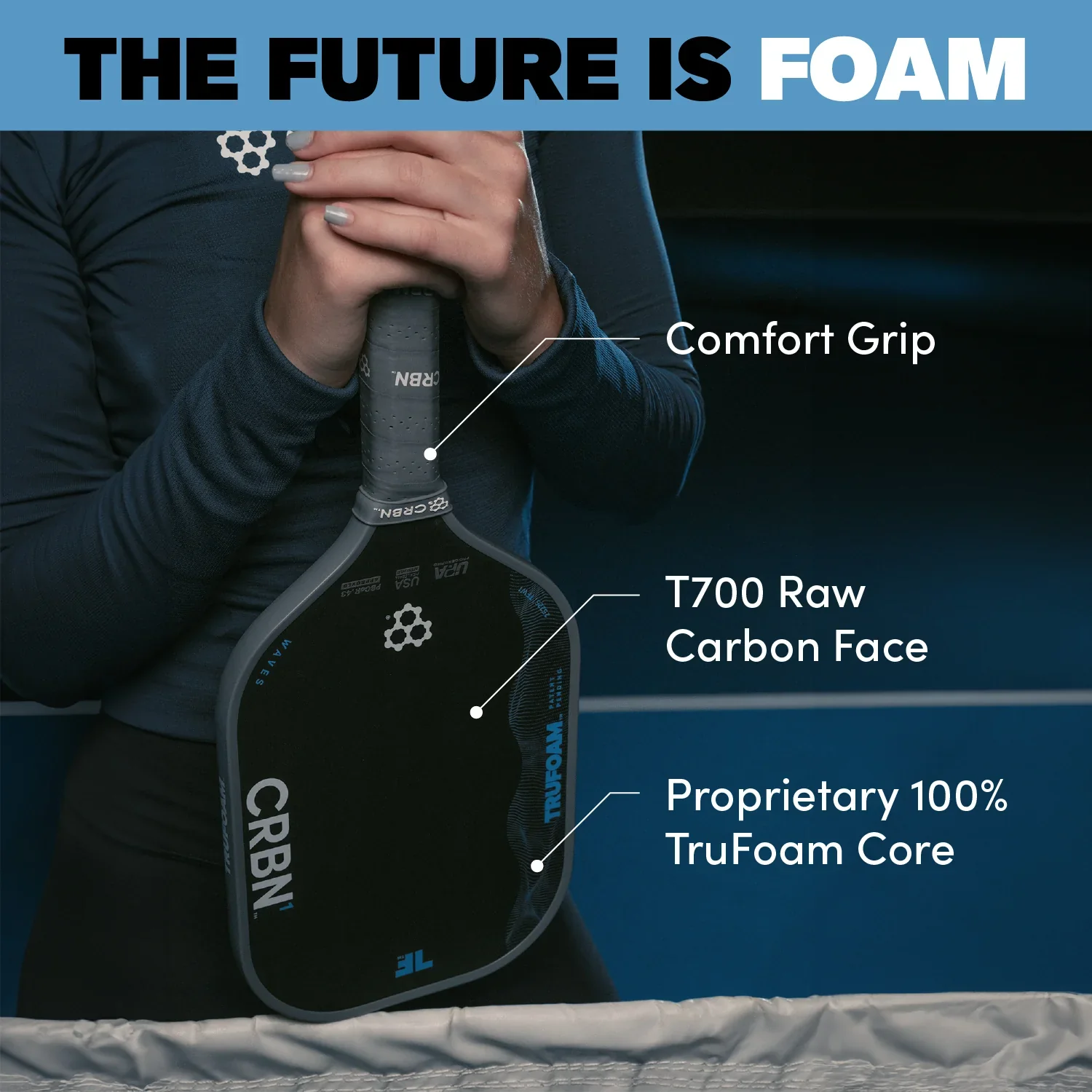 CRBN 2 TruFoam Waves (Square) Pickleball Paddle - Image 4