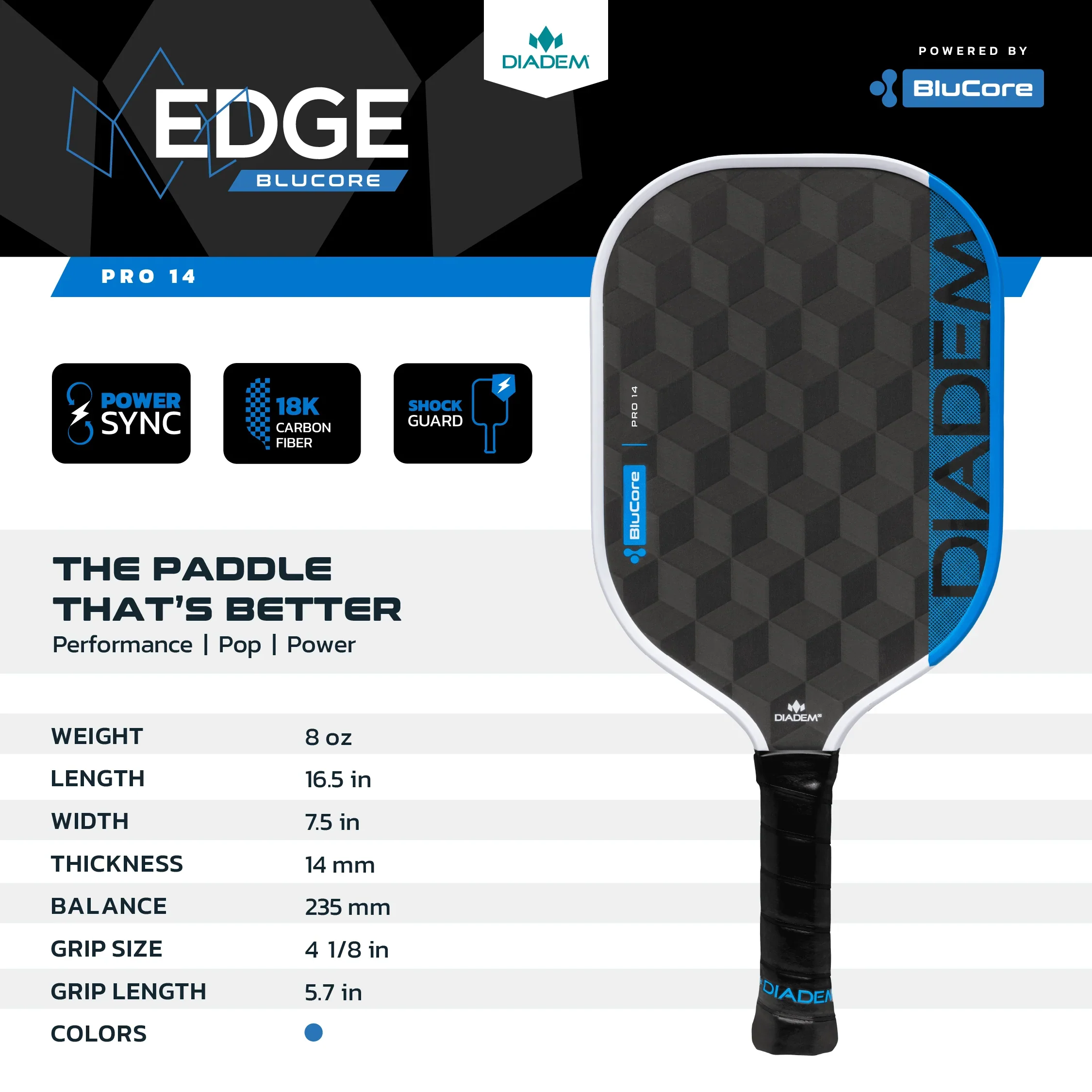 Diadem Edge BluCore Pro Pickleball Paddle - Image 6
