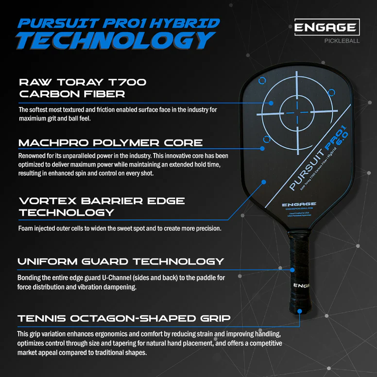 Engage Pursuit Pro1 Hybrid Pickleball Paddle - Image 6