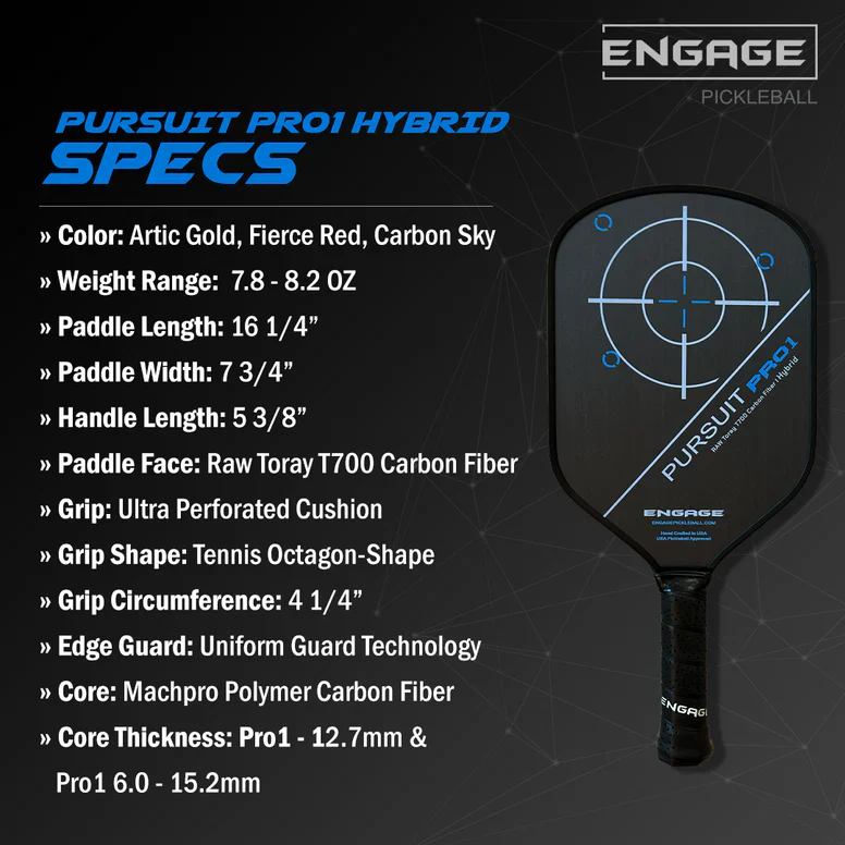 Engage Pursuit Pro1 Hybrid Pickleball Paddle - Image 7