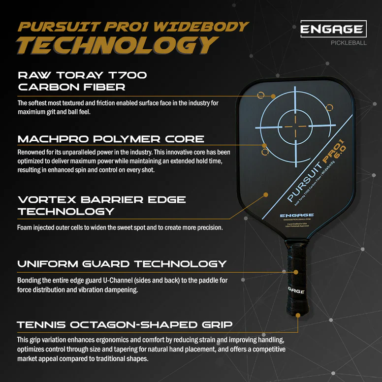 Engage Pursuit Pro1 Widebody Pickleball Paddle - Image 6