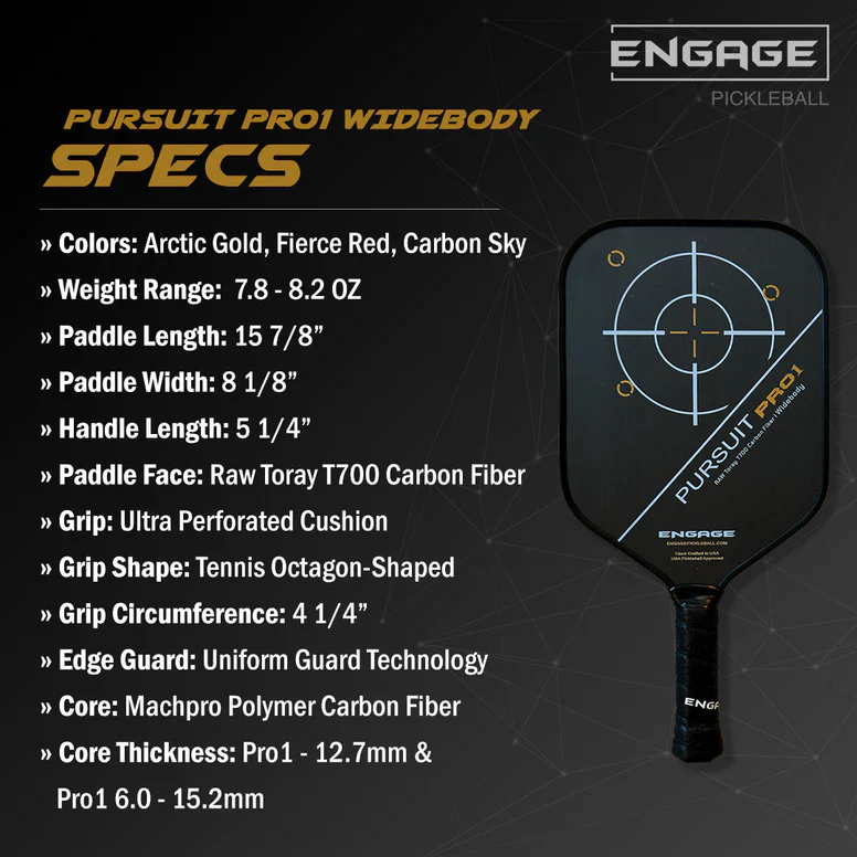 Engage Pursuit Pro1 Widebody Pickleball Paddle - Image 7