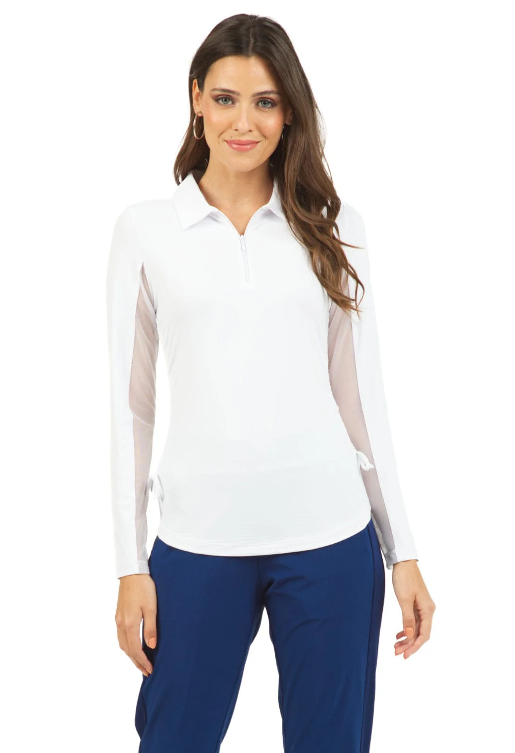 IBKUL Women's Adjustable Long Sleeve Zip Polo - Image 4