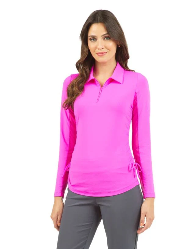 IBKUL Women's Adjustable Long Sleeve Zip Polo - Image 9