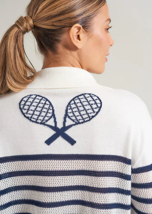 L'Oeuf Poché Pointelle Racquets Sweater - Image 2