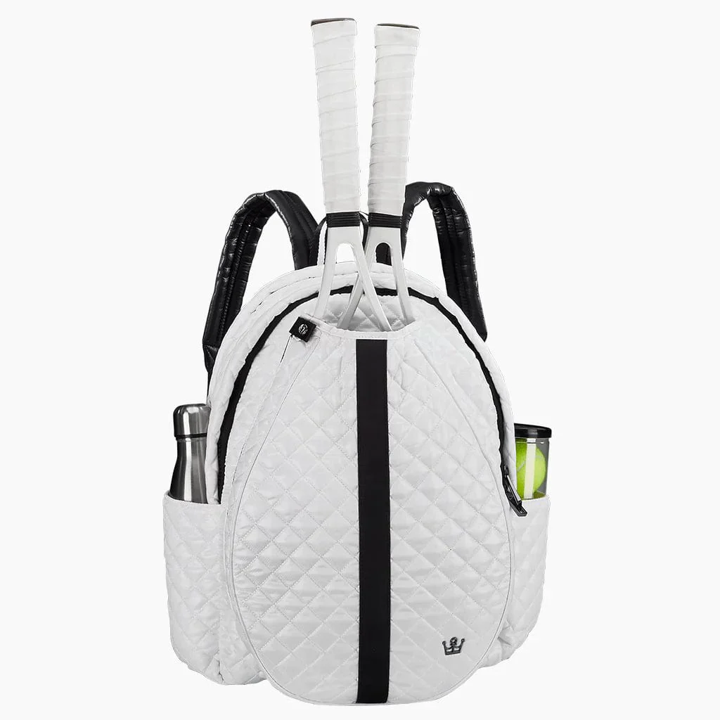 Oliver Thomas 24+7 Tennis Backpack- White/ Black Stripe