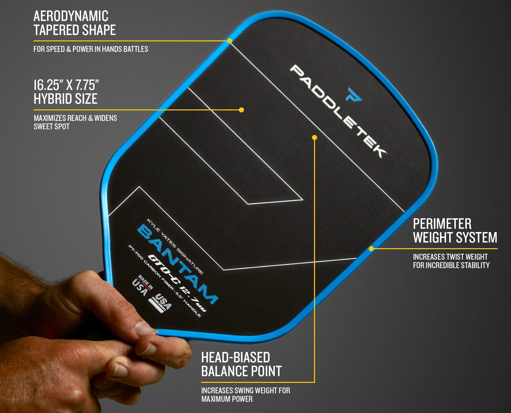 Paddletek Bantam GTO-C 12.7 Pickleball Paddle - Image 4