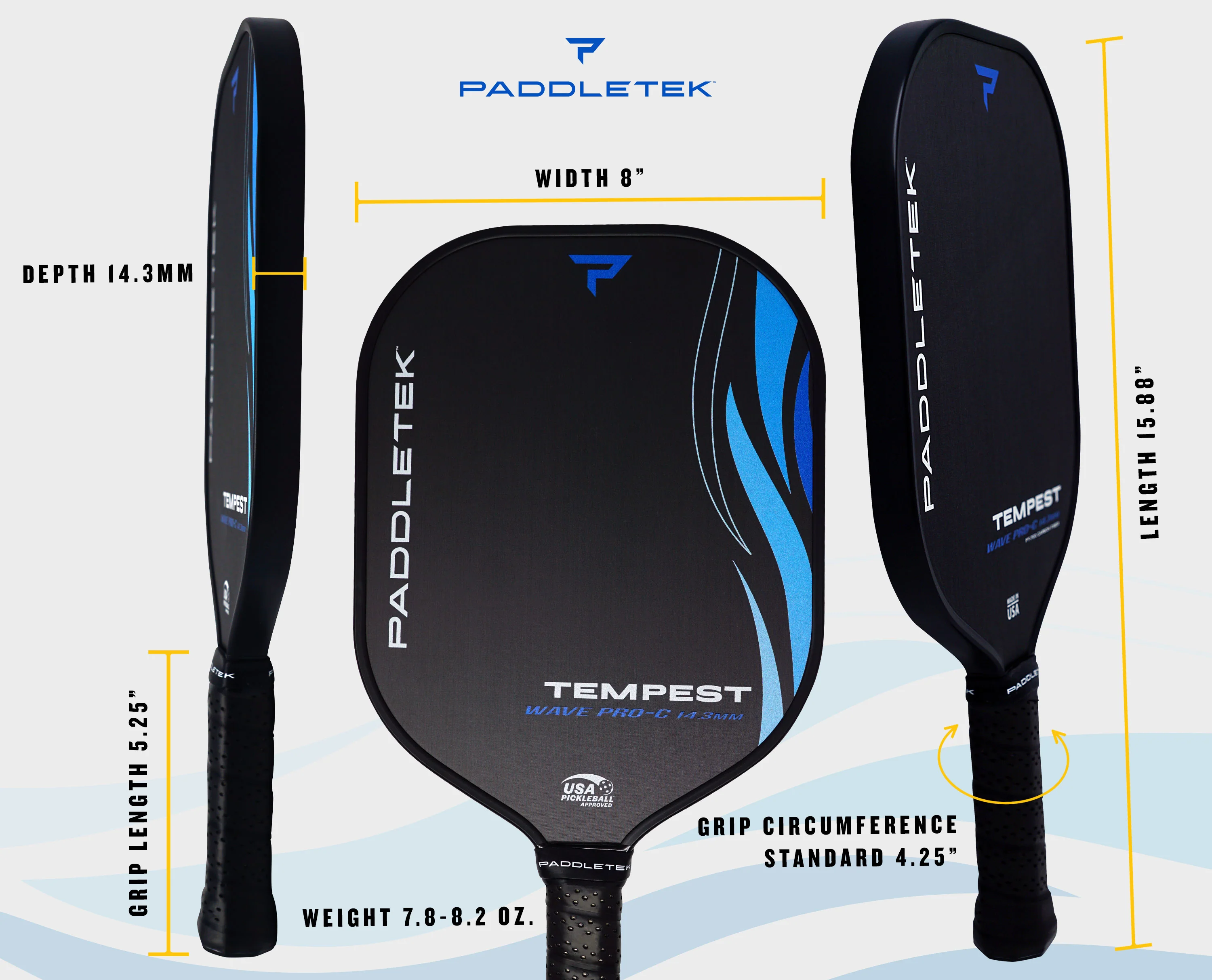 Paddletek Tempest Wave Pro-C 14.3 Pickleball Paddle - Image 3