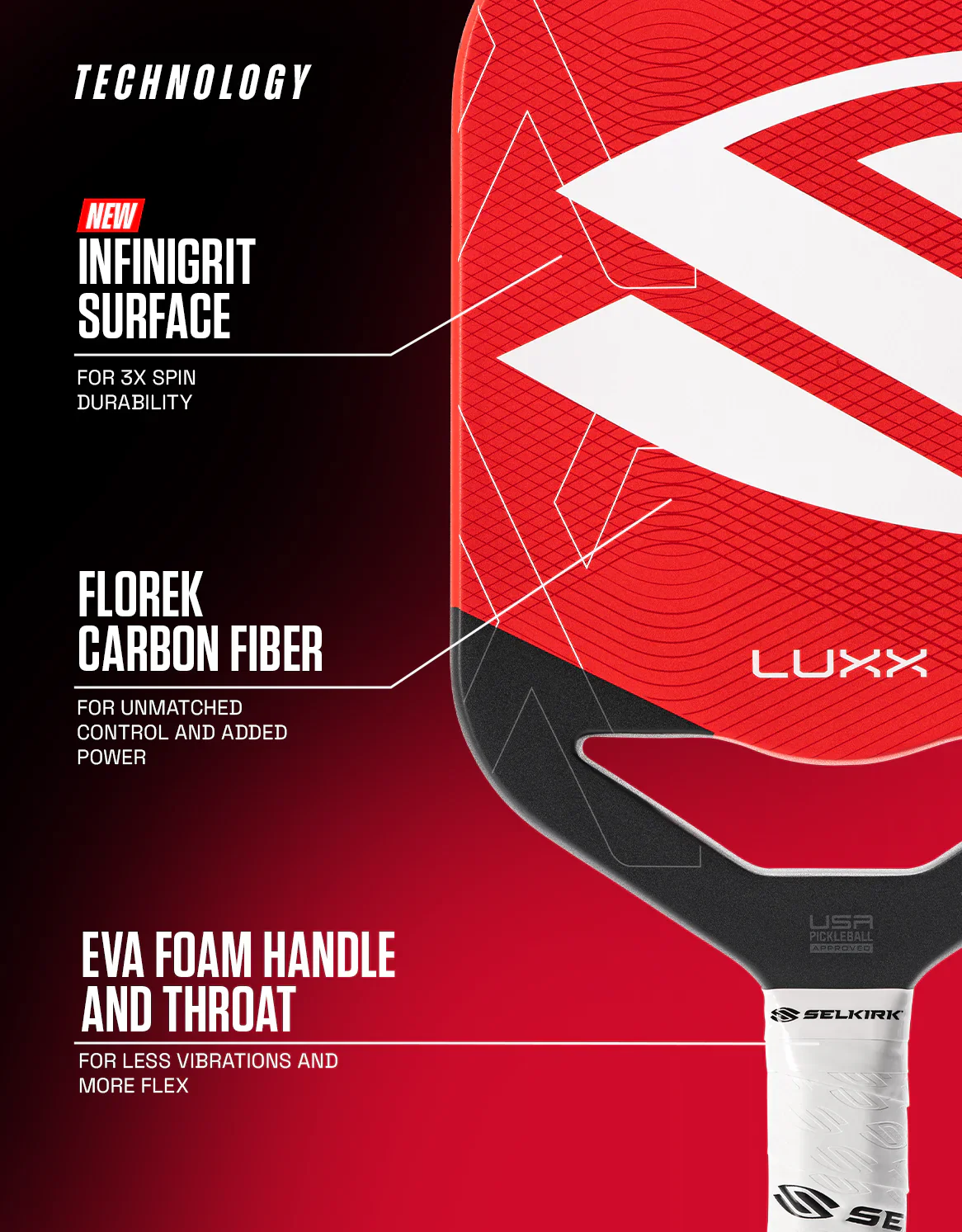 Selkirk LUXX Control Air with InfiniGrit Epic Pickleball Paddle - Image 17