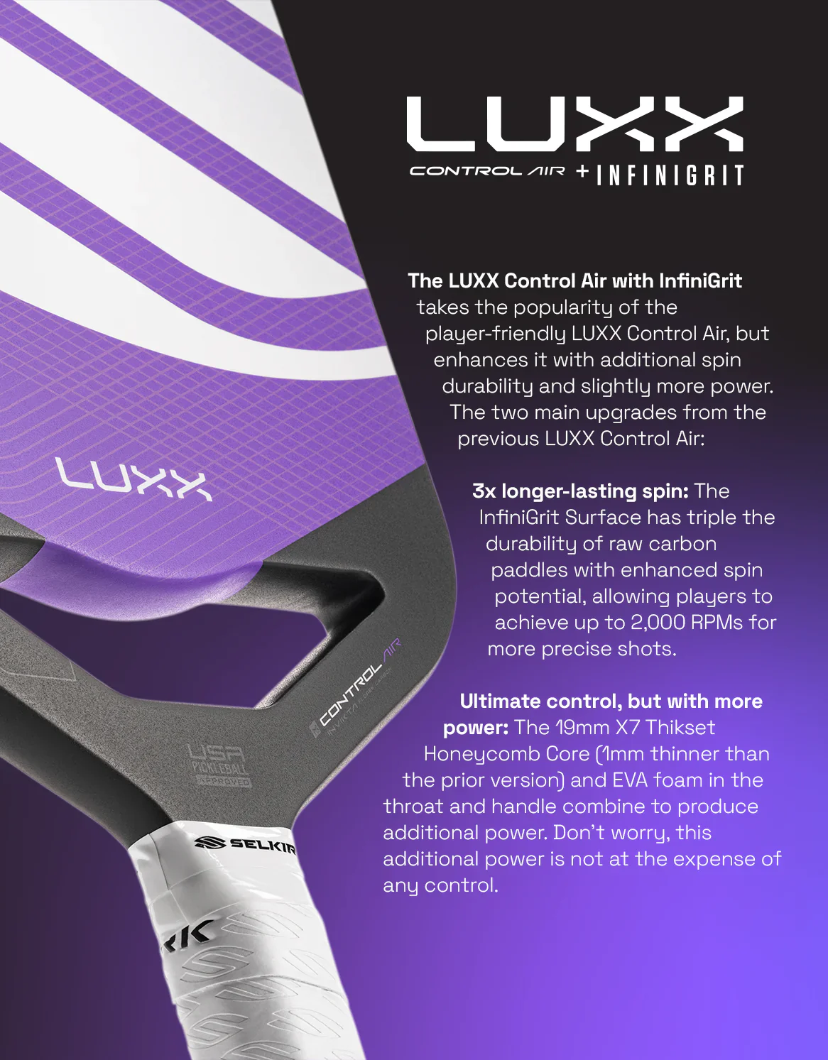 Selkirk LUXX Control Air with InfiniGrit Invikta Pickleball Paddle - Image 22