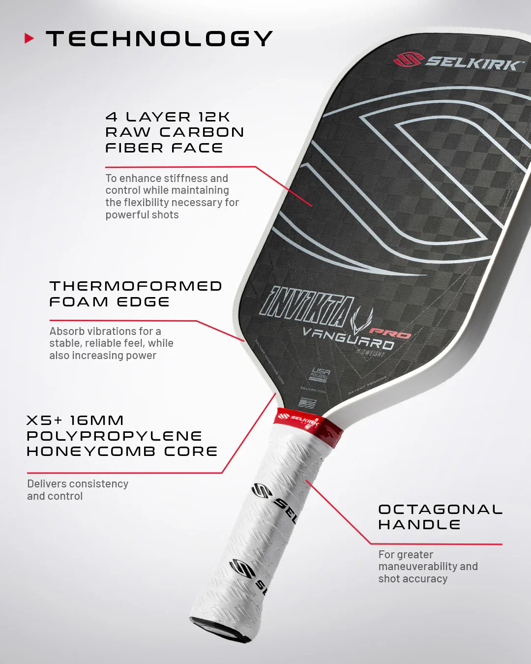 Selkirk Vanguard Pro Invikta Pickleball Paddle - Image 4
