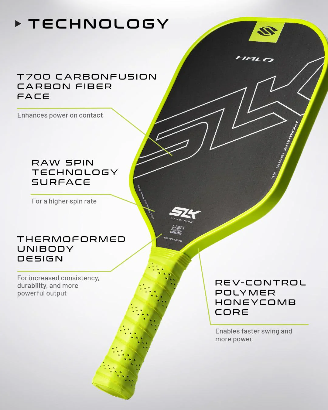 SLK Halo Power XL Pickleball Paddle - Image 4